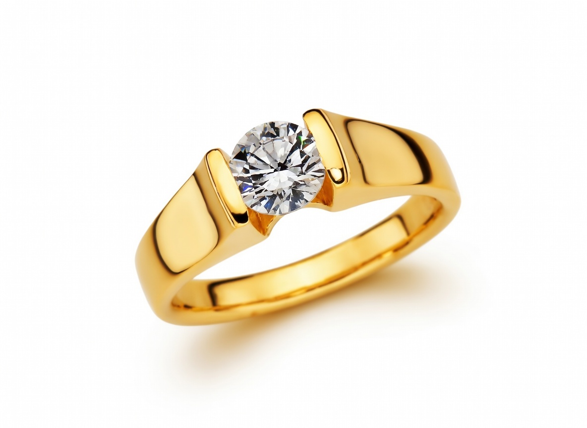 14k Yellow Gold Floating Cathedral Solitaire Ring Setting