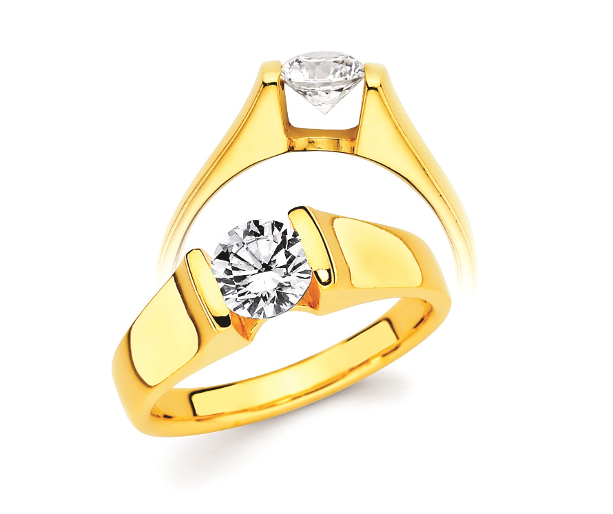 14kt Yg Floating Cathedral Solitaire For .75ctr