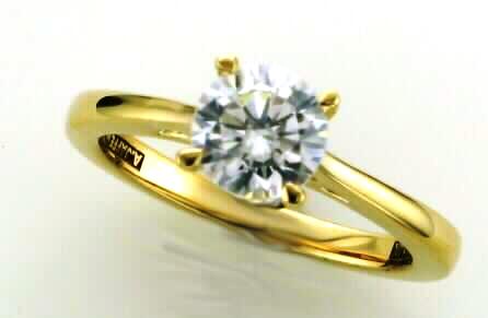 A. Jaffe Cz Ctr 18kt Yg Polished Shank Solitaire Mounting For 1.00ct Center