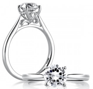 A. Jaffe Cz Ctr 18kt Wg Polished Shank Solitaire Mounting For 1.00ct Center