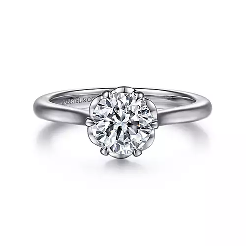G&c Cz Ctr 14kt Wg *tiona* Floral Inspired Solitaire For 1.0ct Ctr Serial #s1966075