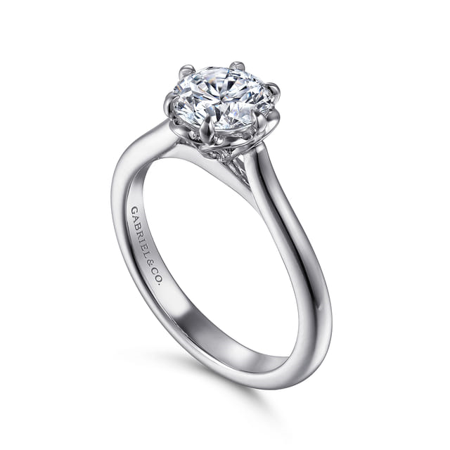14k White Gold Tiona Floral Solitaire Ring Setting