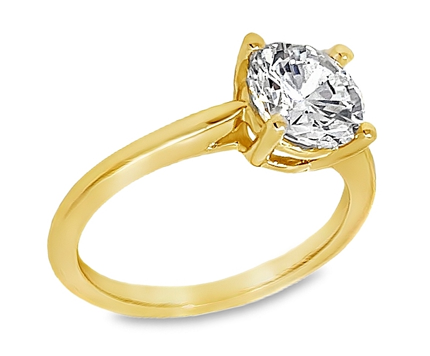 G&c Cz Ctr 14kt Yg *anushka* Round Solitiare Ring For 1.5ct Ctr Serial #s1965496
