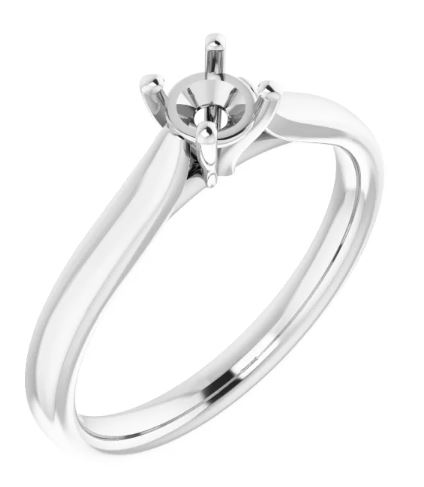 14k Wg 4.4mm Round 4-prong Cathedral Solitaire Ring Mounting