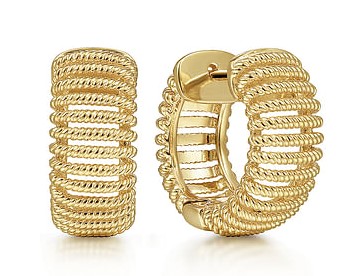 G&c 14kt Yg Wide Open Rope Pattern Huggie Hoop Earrings Serial #s1965538