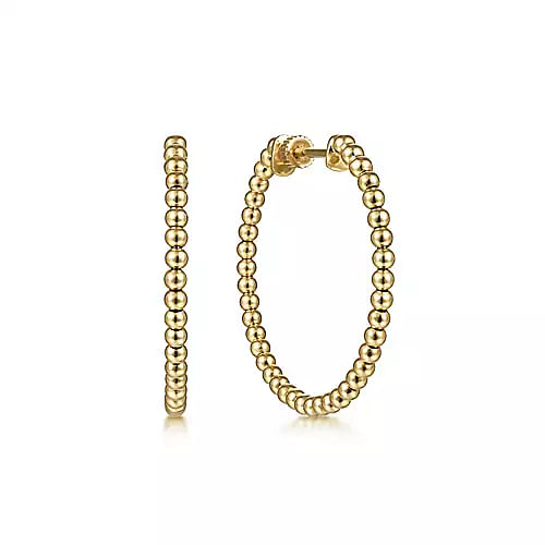 G&c 14kt Yg 30mm Bujukan Beaded Classic Hoop Earrings Serial #s1710529