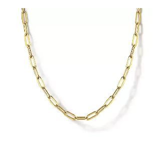 G&c 14kt Yg 17in Hollow Paperclip Chain Necklace  Serial# S1948688