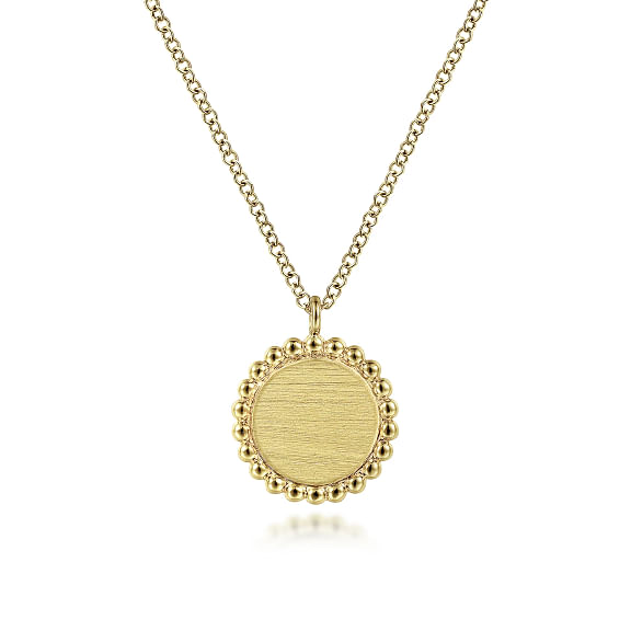 G&c 14kt Yg Round Pendant Necklace W/ Bujukan Bead Frame Serial #s2023196