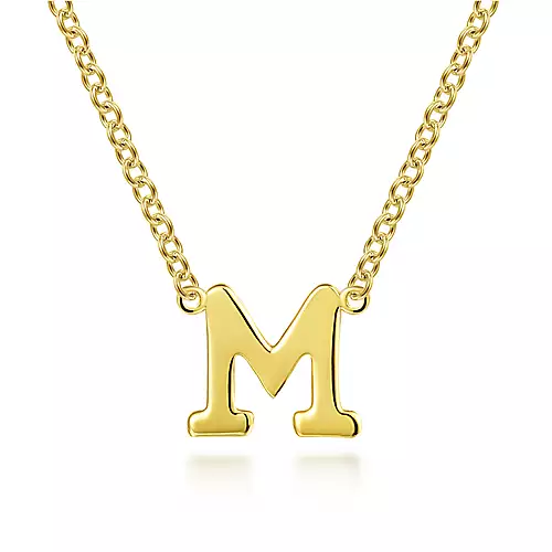 G&c 14kt Yg 'm' Initialwith 17in Chain Necklace Serial #s2070933