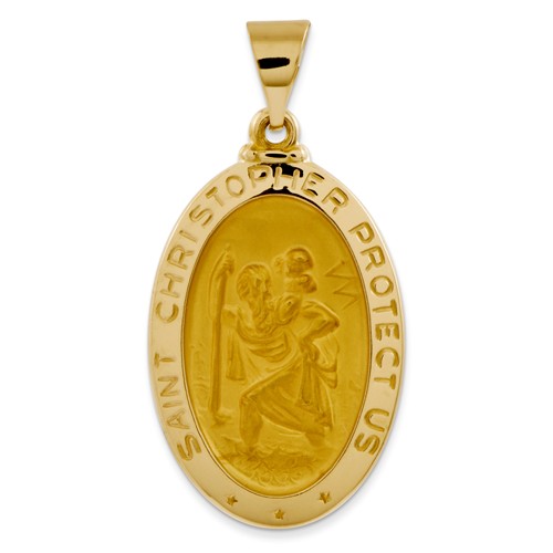 14kt Yg Polished And Satin St. Christopher Medal Pendant (2079264)
