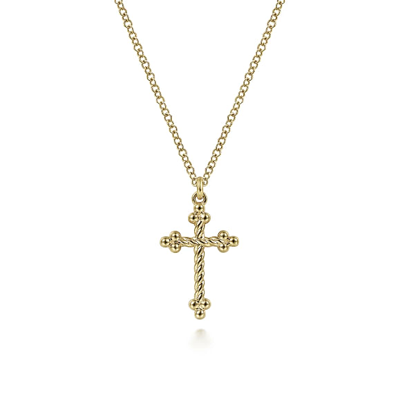 G&c 14kt Yg Bujukan Twisted Rope Cross Pendant Necklace Serial #s1940191