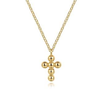 G&c 14kt Yg Bujukan Cross Pendant With 17.5