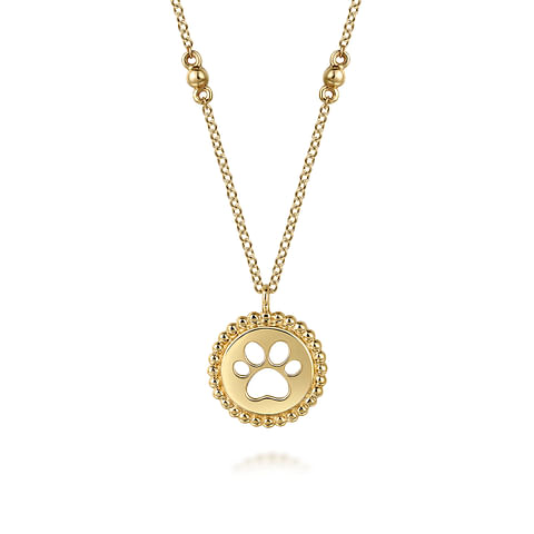 G&c 14kt Yg Bujukan Dog Paw Medallion Necklace Serial #s2023237