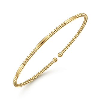 G&c 14kt Yg Bujukan Bead And Bar Open Bangle Serial #s1955903