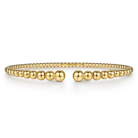 G&c 14k Yg Bujukan Graduating Bead Open Bangle Serial #s1955474