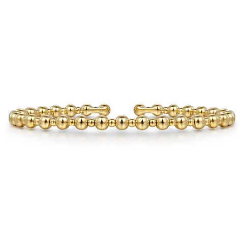 G&c 14kt Yg Bujukan Alternating Bead Open Bangle Serial #s1966116