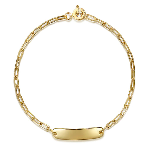 G&c 7inch 14kt Yg High Polish Hollow Paperclip Id Bar Bracelet Serial# S2083186