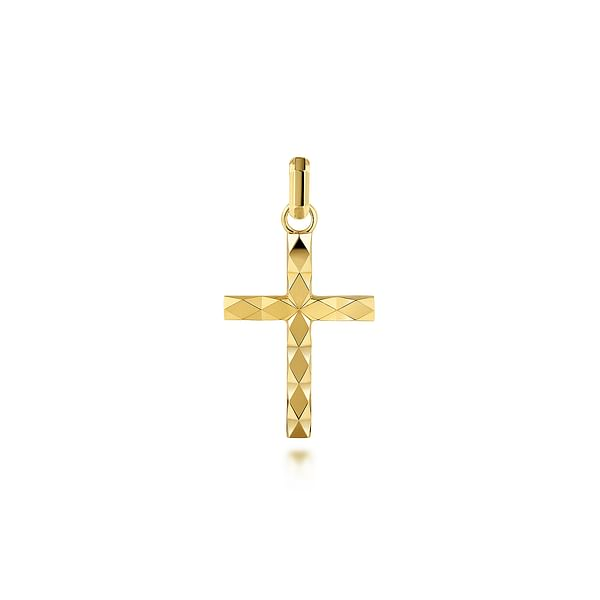 G&c 14kt Yg Geometric Faceted Cross Pendant Serial #s2023523