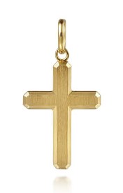 G&c 14kt Yg Veritcal Brushed Cross Pendant Serial# S2055580