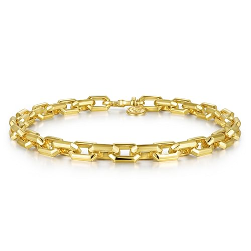 G&c 8inch 14kt Yg Faceted Chain Link Mens Bracelet Serial# S2082878 itemprop=