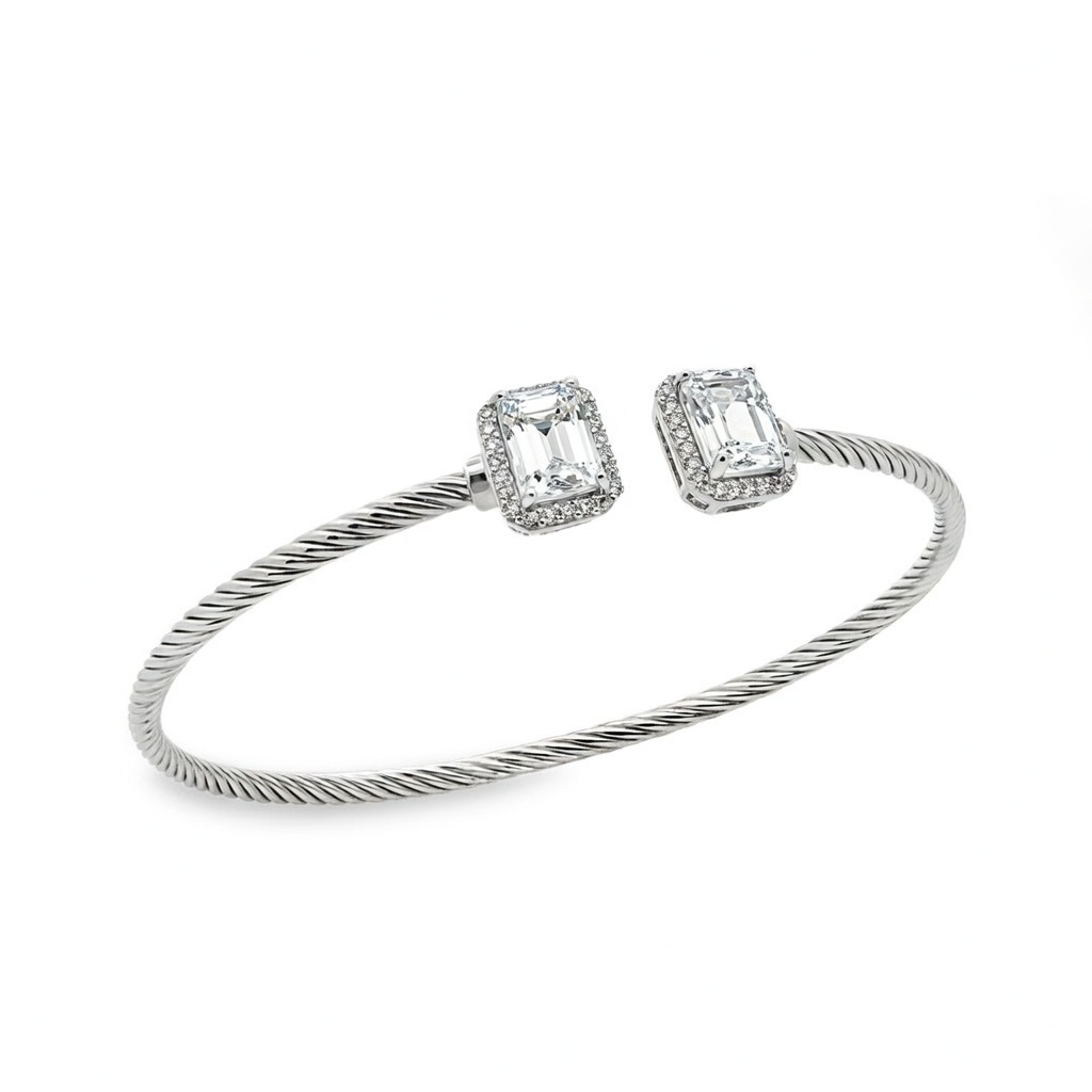 Sterling Silver White Topaz Cuff Bracelet