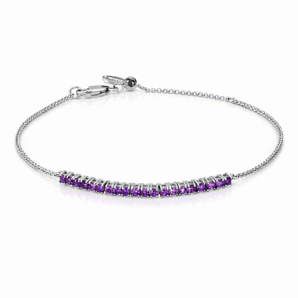 Sterling Silver African Amethyst Adjustable Bracelet