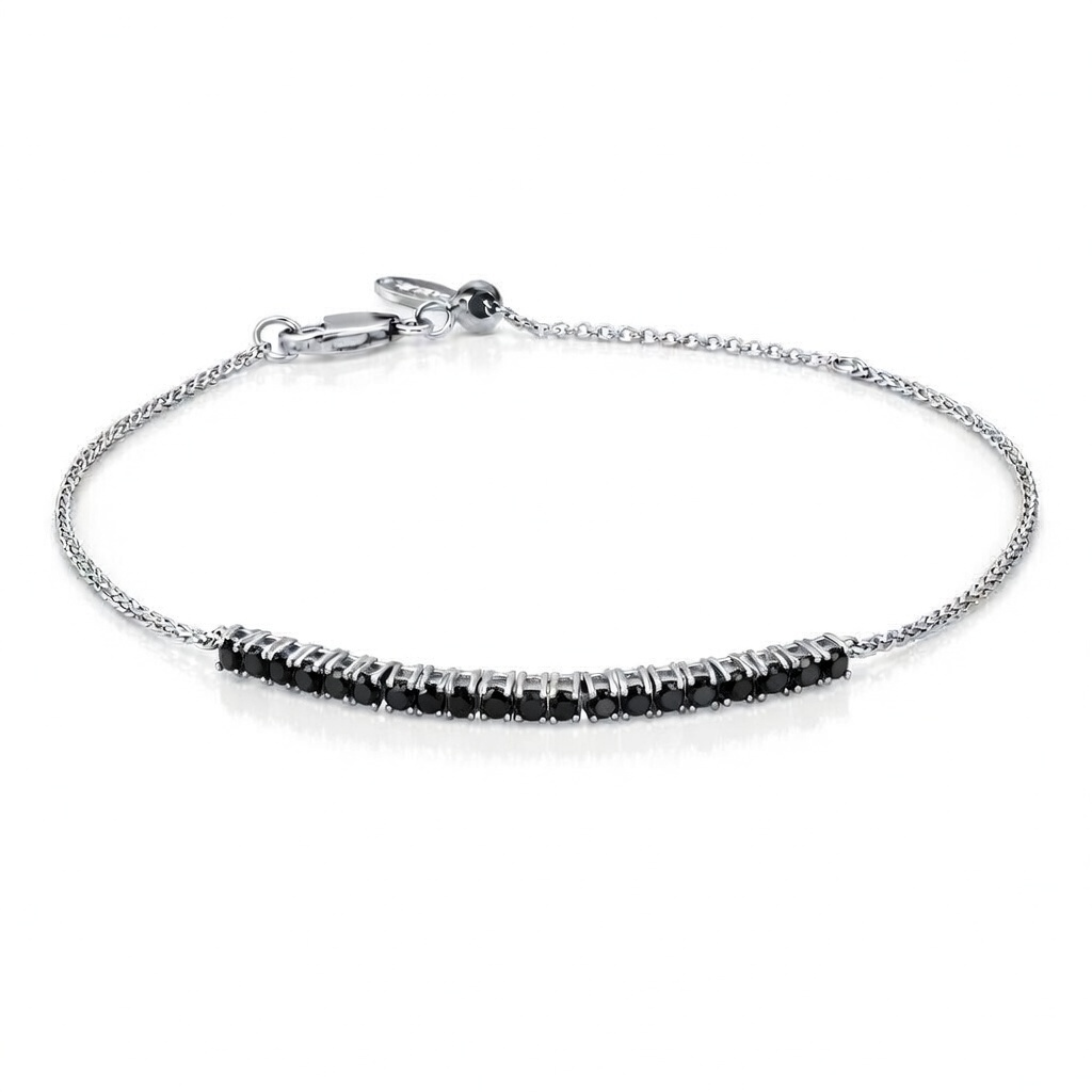 Sterling Silver Black Spinel Adjustable Bracelet