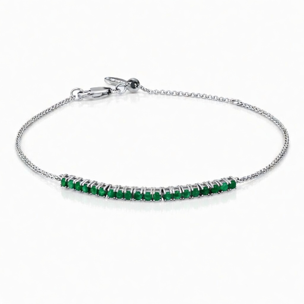 Sterling Silver Emerald Adjustable Bracelet