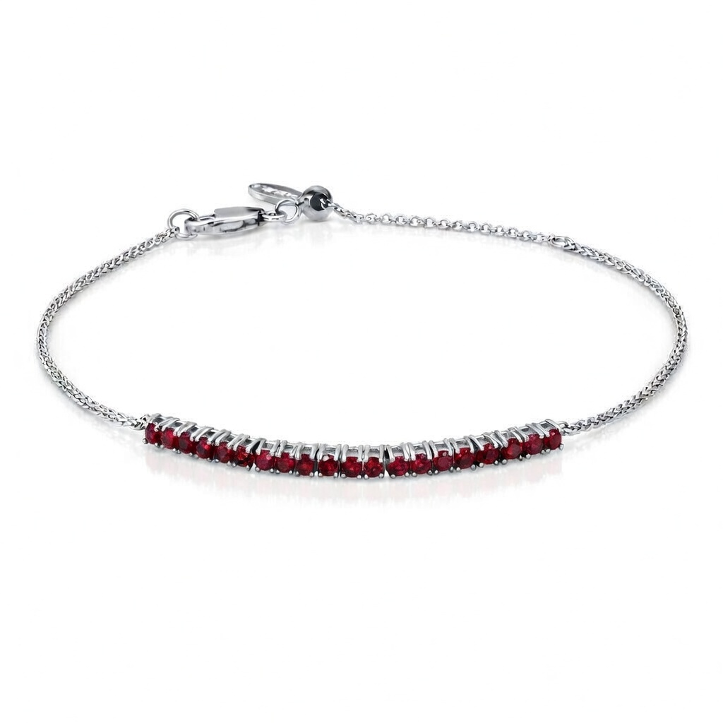 Sterling Silver Garnet Adjustable Bracelet