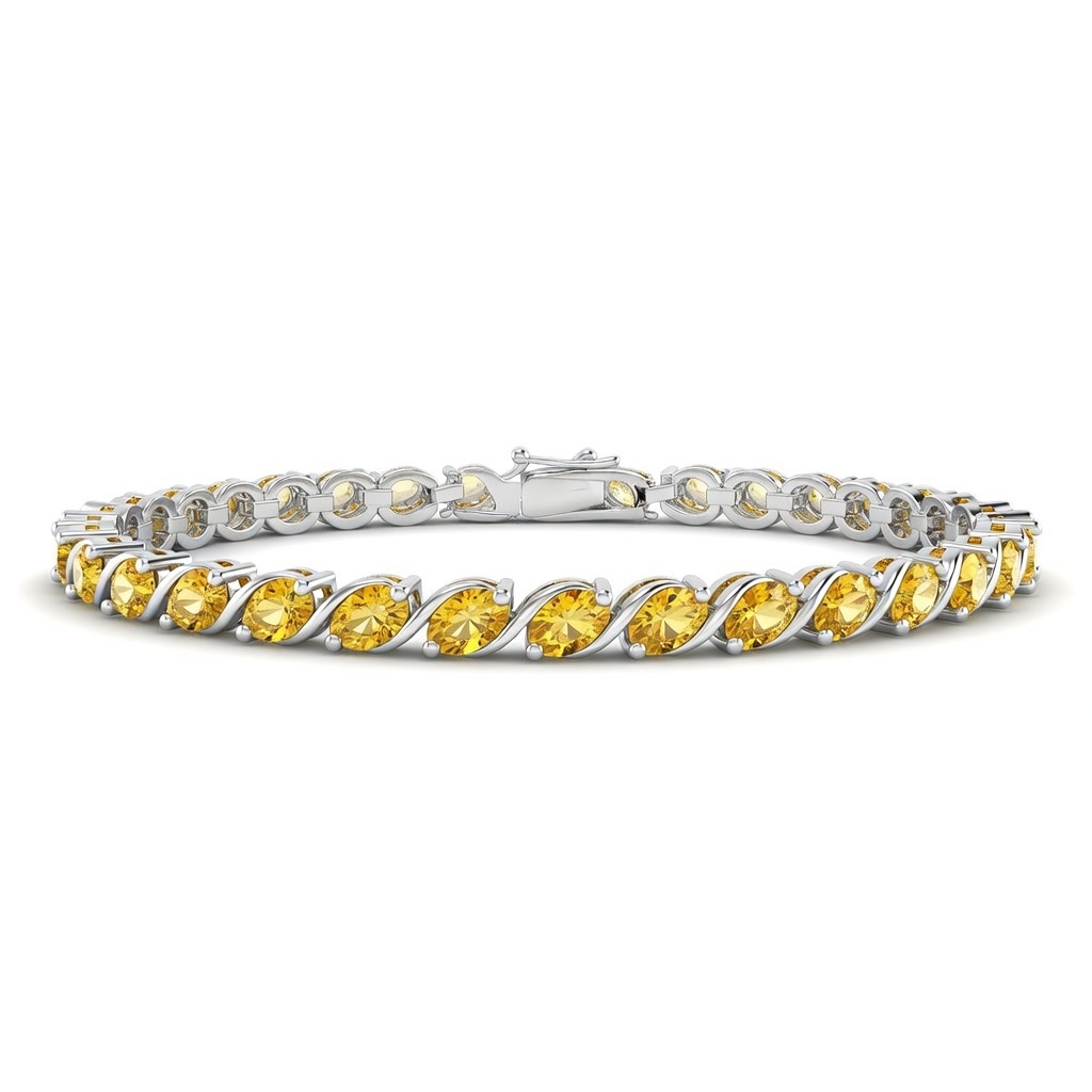 Sterling Silver Citrine Marquise Tennis Bracelet