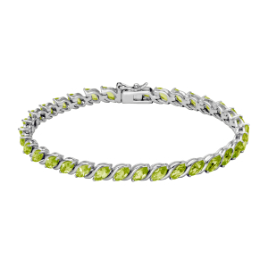 Sterling Silver Peridot Marquise Tennis Bracelet