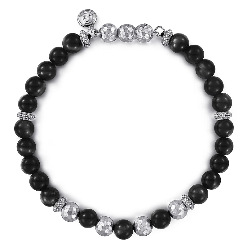 G&c Ss 6mm Onyx Beaded Bracelet Serial #s1767259