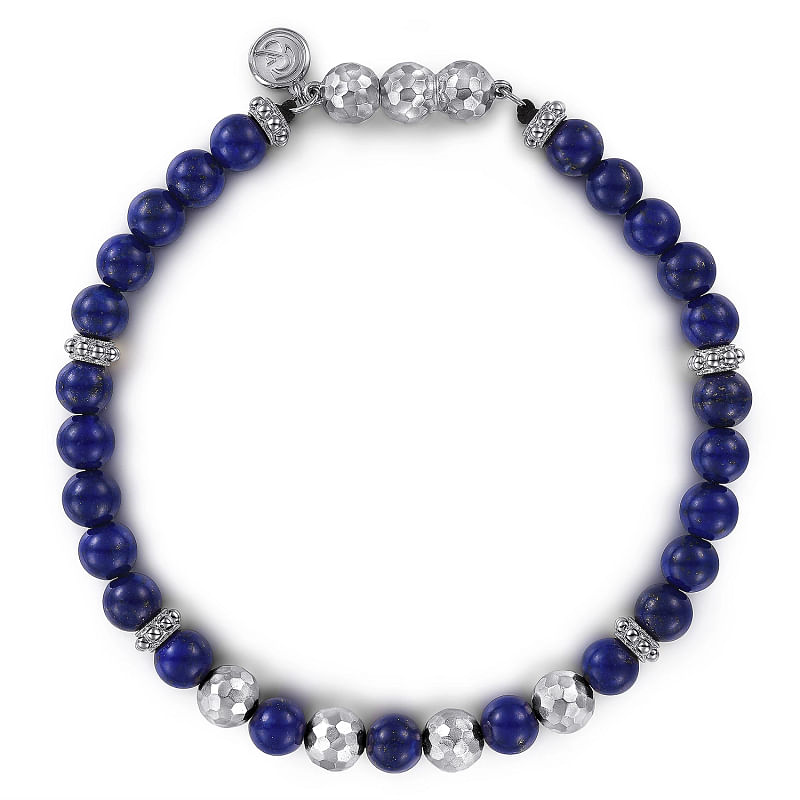 G&c Ss 6mm Lapis Beaded Bracelet Serial #s1767258