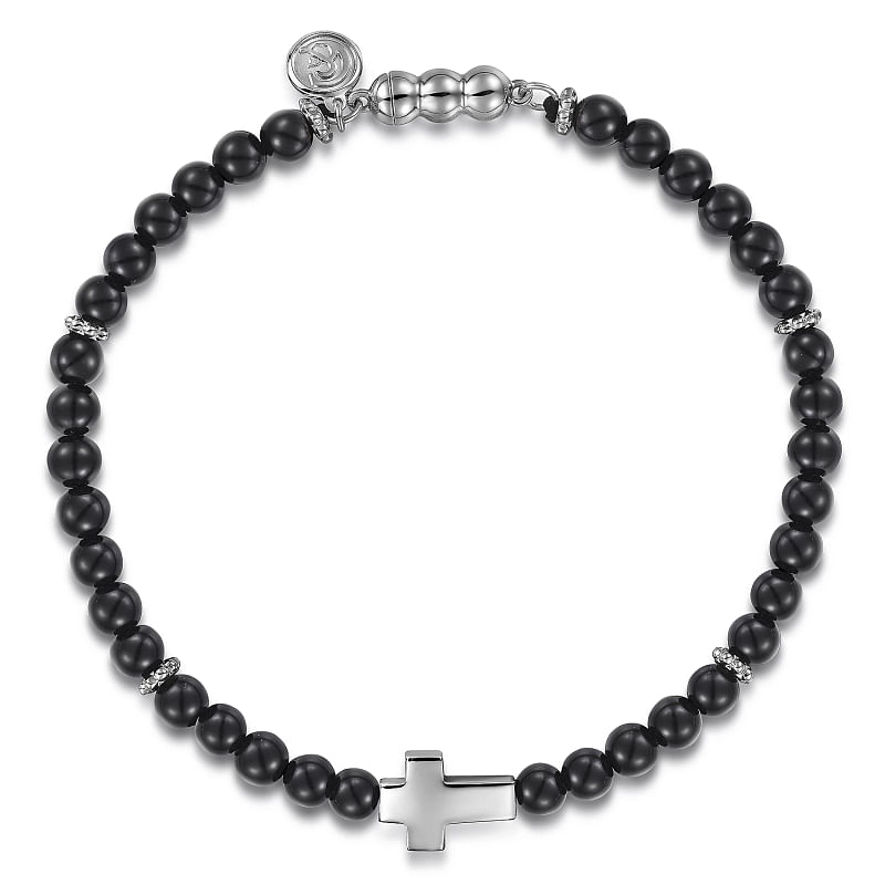 G&c Ss Cross Bracelet With 4mm Onyx Serial #s1767256