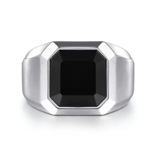 G&c Sterling Silver Black Onyx Signet Ring With Polished Finish Size 10 Serial# S2080538