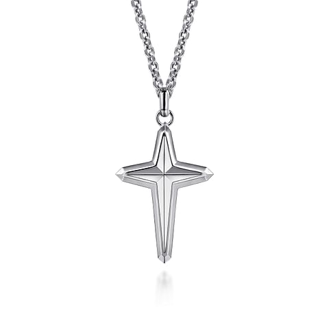 G&c Ss Faceted Cross Pendant With 22inch Chain Necklace Serial# S2082886