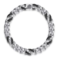 G&c 2.70bksptw 8-inch Sterling Silver Black Spinel Cuban Link Bracelet Serial# S2082881