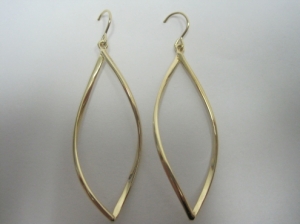 Sterling Silver Yellow Polished Medium Curved Marquise Earrings