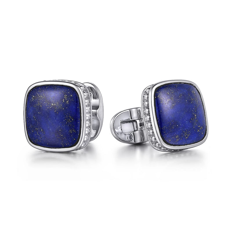 G&c Ss Square Cufflinks With Lapis Stones Serial#s1765881