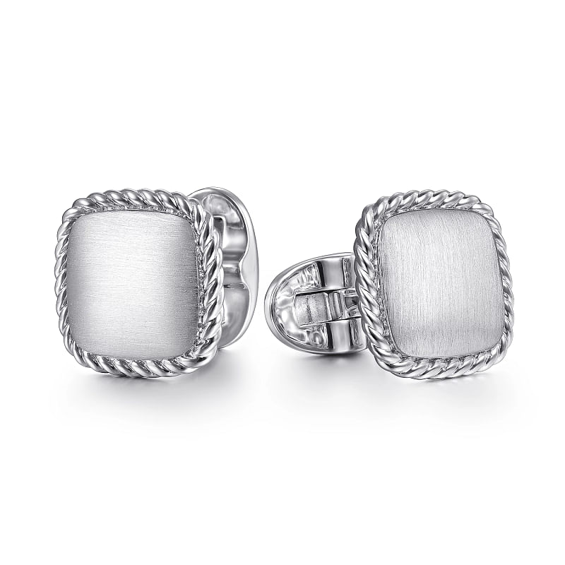 G&c Ss Square Cufflinks With Twisted Rope Trim Serial #s1537451