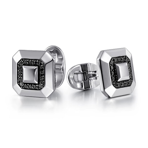 G&c Ss Square Cufflinks With Black Spinel Serial #s1846206