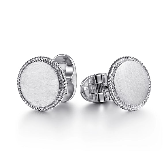 G&c Ss Round Cufflinks With Twisted Rope Trim Serial #s1833247