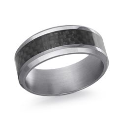 8mm Tantalum Band Carbon Fiber Center Grey Size 10