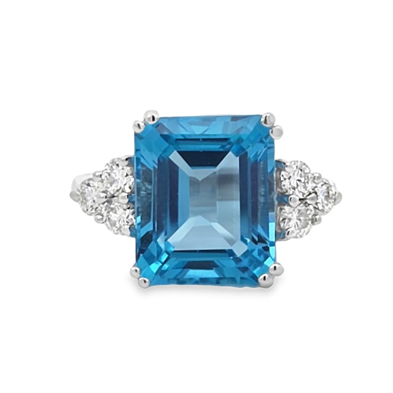 Blue Topaz And Diamond Ring
