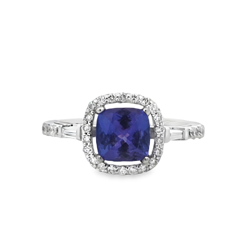 Tanzanite And Diamond Halo Ring