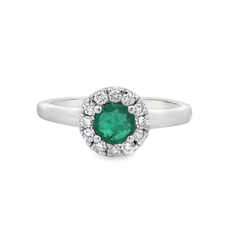 Emerald And Diamond Halo Ring