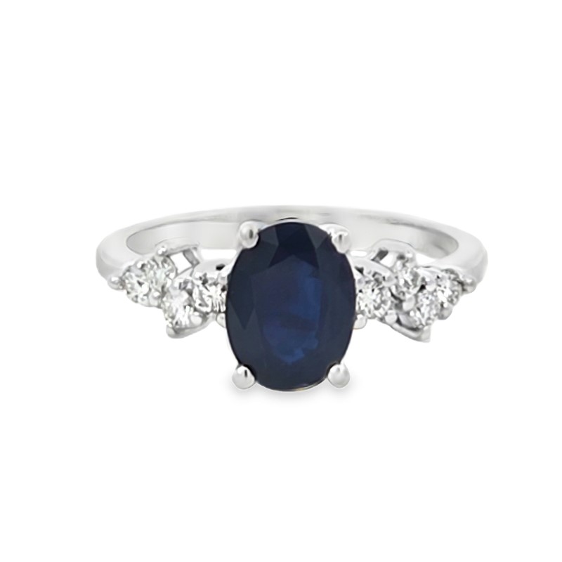 Oval Blue Sapphire And Diamond Ring