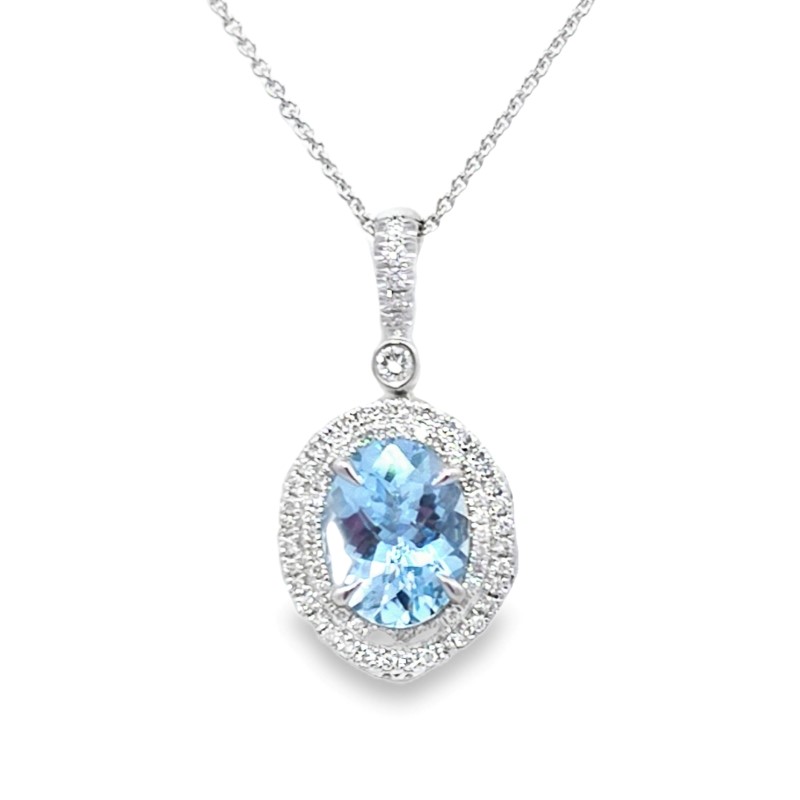 Charles Krypell Aquamarine And Diamond Pastel Pendant