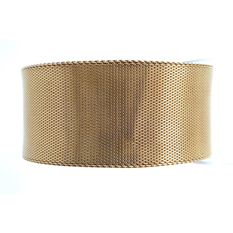 Estate18 Karat Yellow Gold Wide Woven Mesh Bracelet 7.25 Inches Long