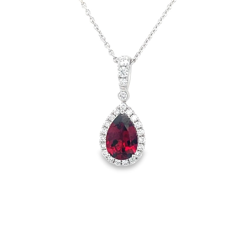Charles Krypell 18 Karat White Gold Garnet  Diamond And Pink Sapphire Necklace From The Pastel Collection